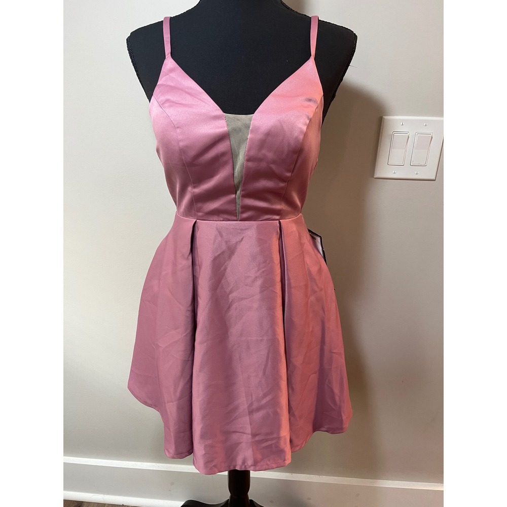 Speechless‎ Mauve Satin Fit & Flare Mini Dress Pink Party Prom Formal Dance 1/XS